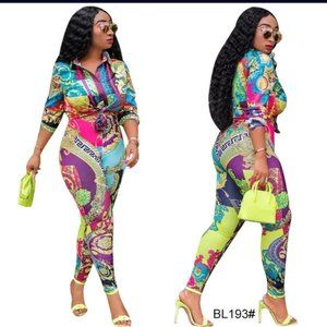 Summer Sexy Multi-Colored Floral 2 Piece Set